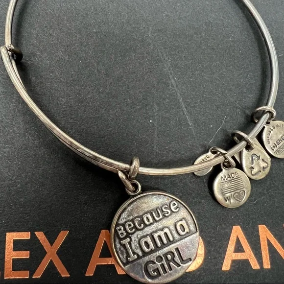 Alex and Ani “Because I Am a Girl” Silver Bracelet Bangle - Picture 3 of 3